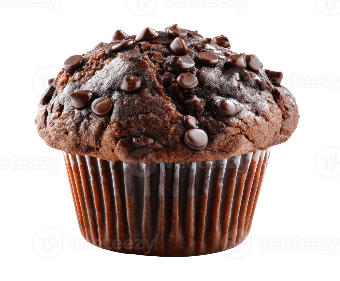 Chocolate muffin with chocolate chips for dessert enjoyment png