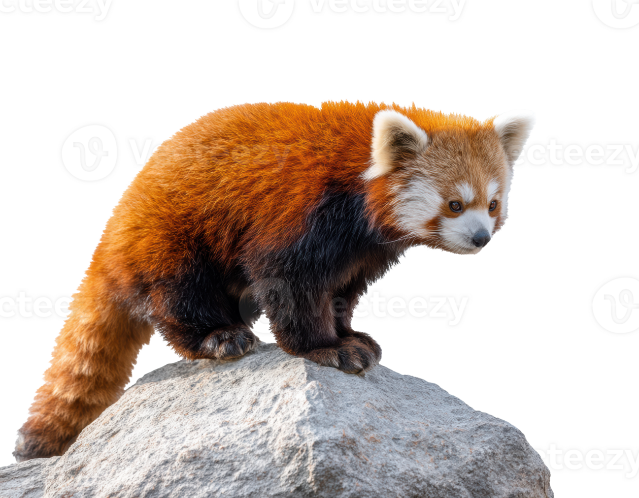 Red panda on a rock in natural habitat png
