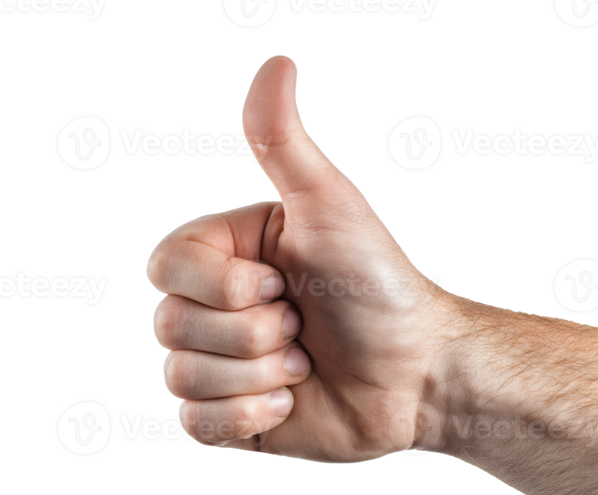 Hand gesture showing approval with thumb up for positive feedback png