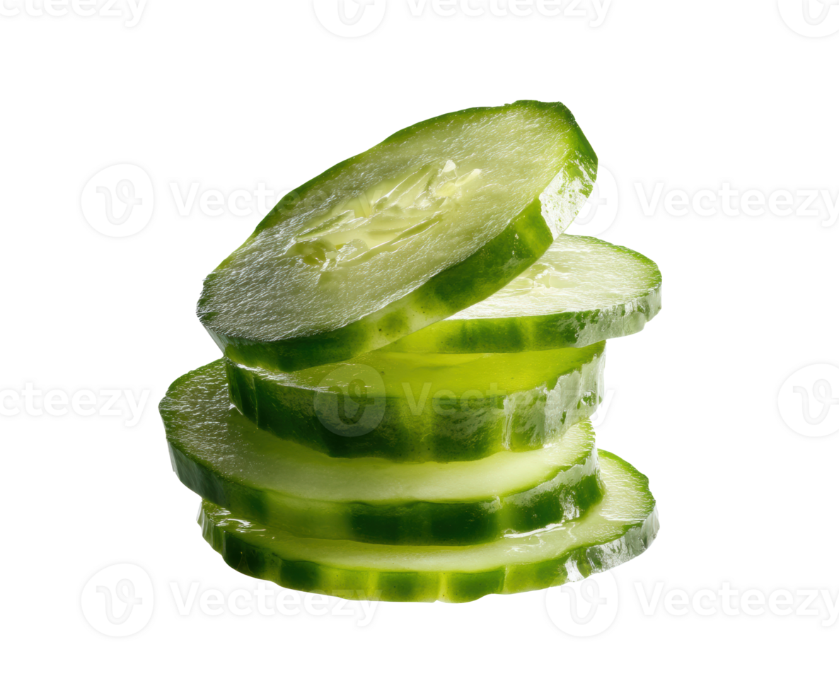 Fresh cucumber slices stacked for healthy snacks and salads png