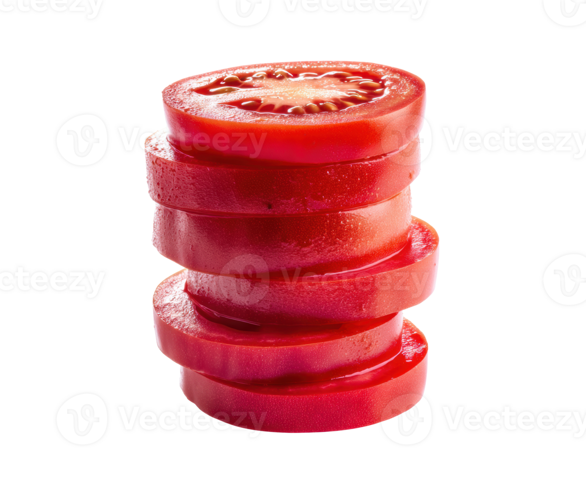 Fresh tomato slices stacked for a healthy meal preparation png