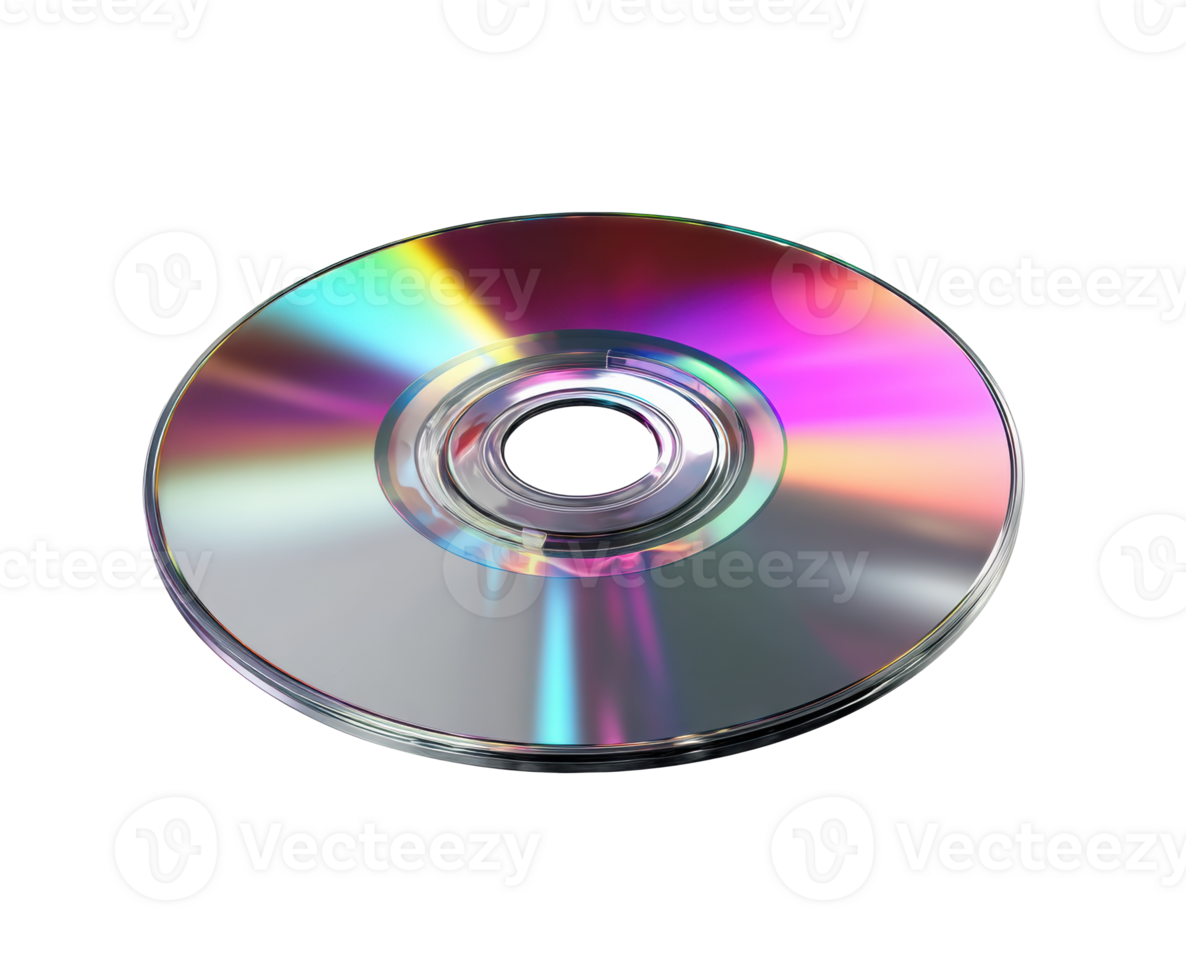 Colorful compact disc reflecting light in a modern setting png