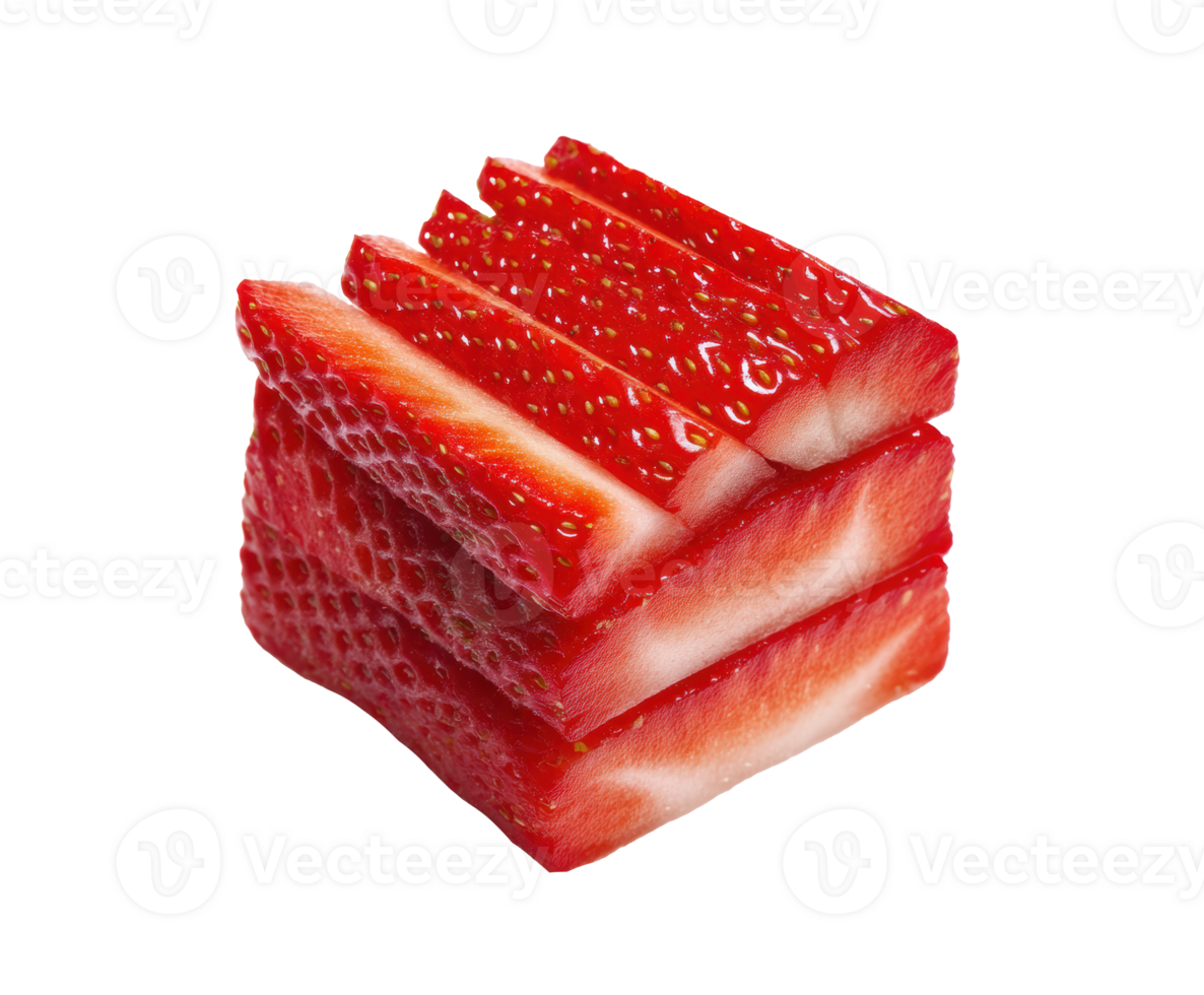 Freshly sliced strawberries stacked for a delicious summer treat png