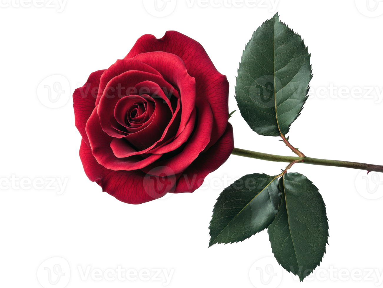 Red rose with green leaves for romantic occasions and decoration png