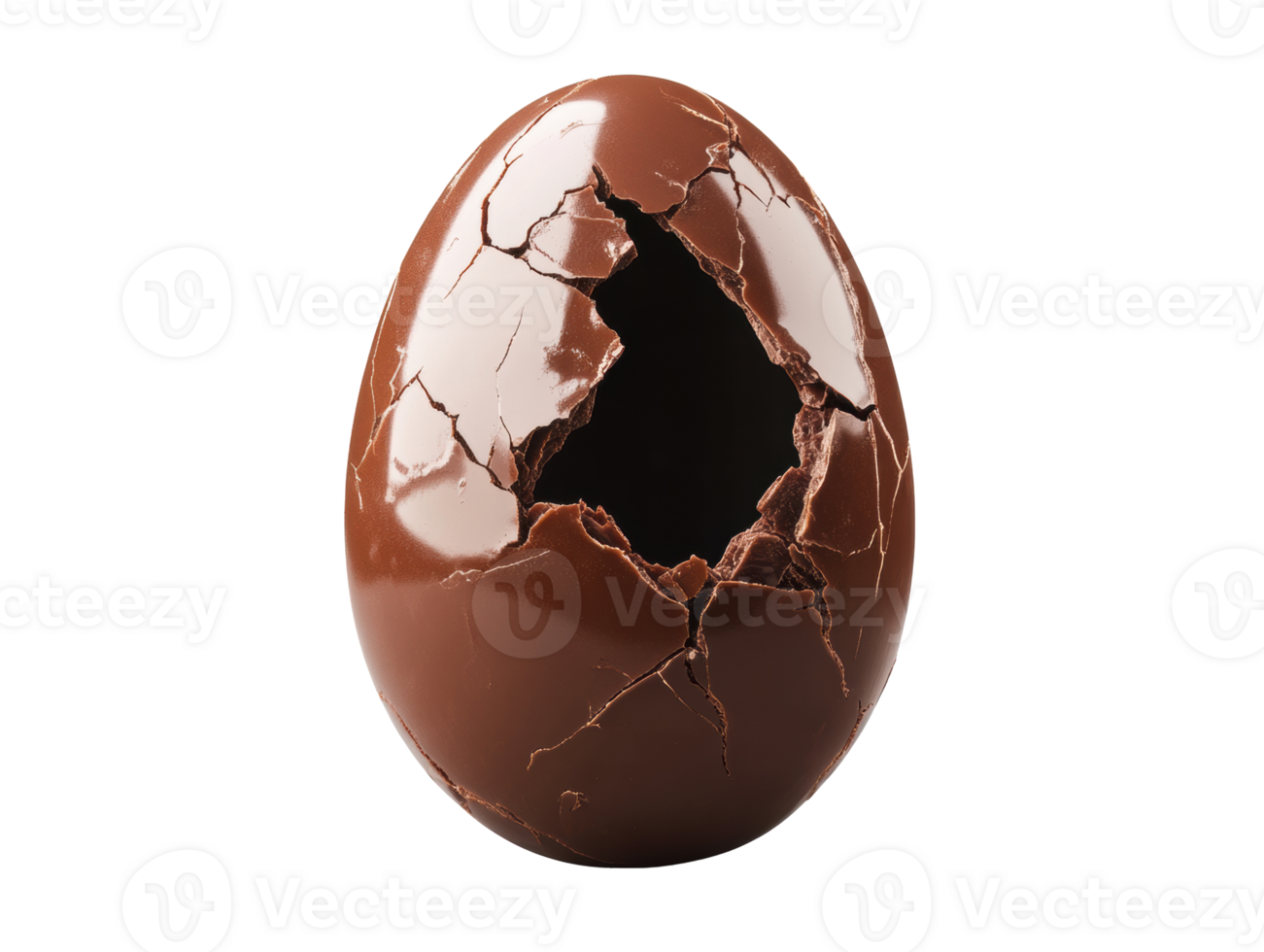 Cracked chocolate egg with a glossy surface for Easter celebrations png