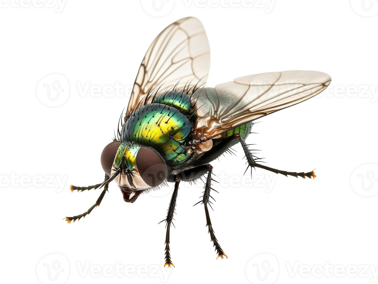 Colorful fly with shimmering wings and intricate details png