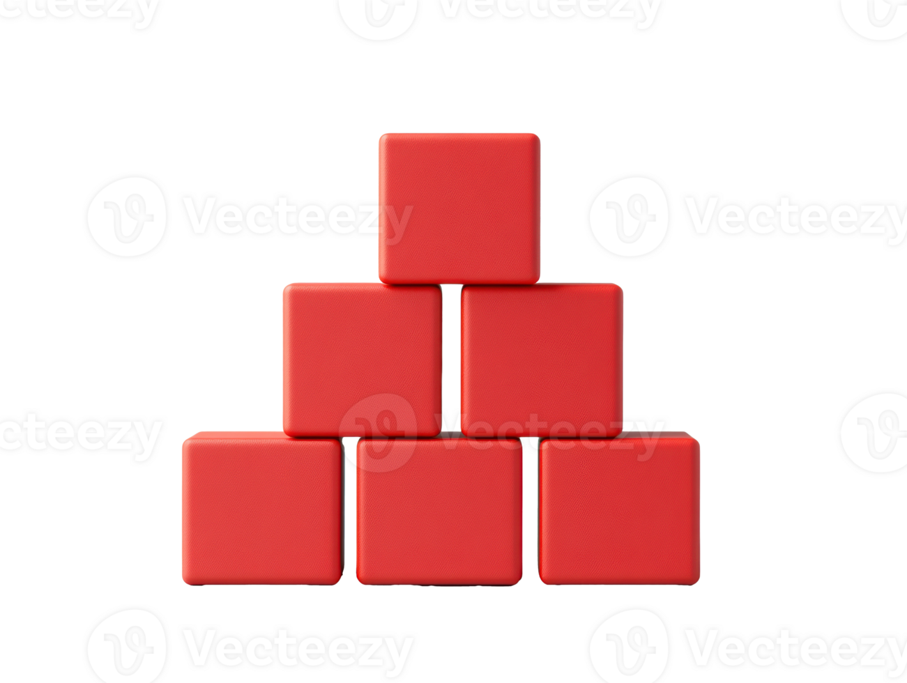 Red building blocks arranged in a pyramid shape for creative play png