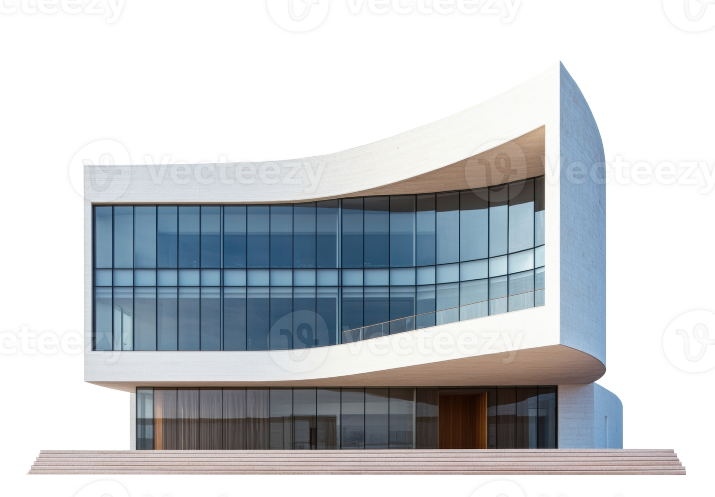 Modern architecture with curves and big windows in the city png