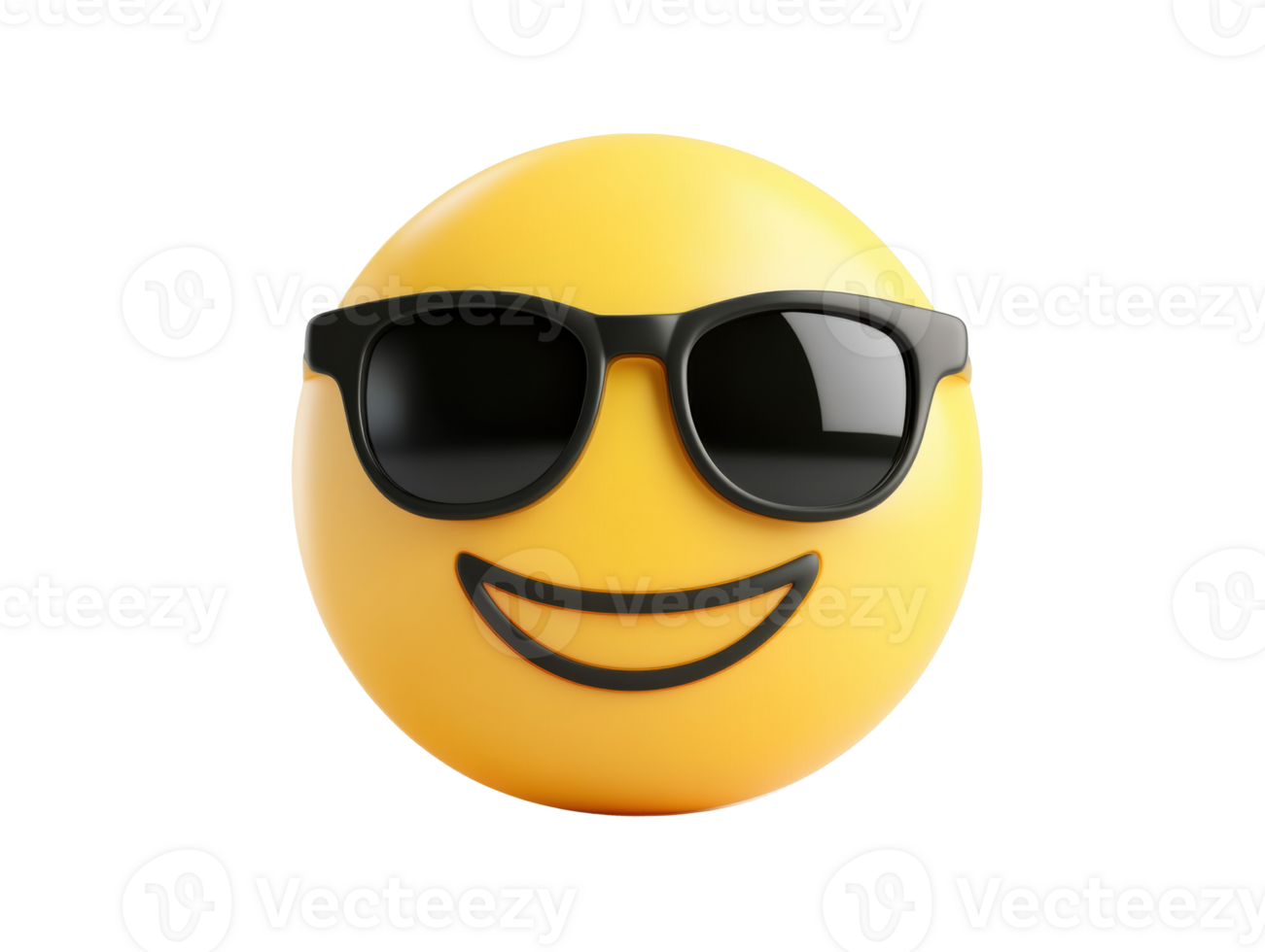 Smiling emoji with sunglasses ready for summer fun png