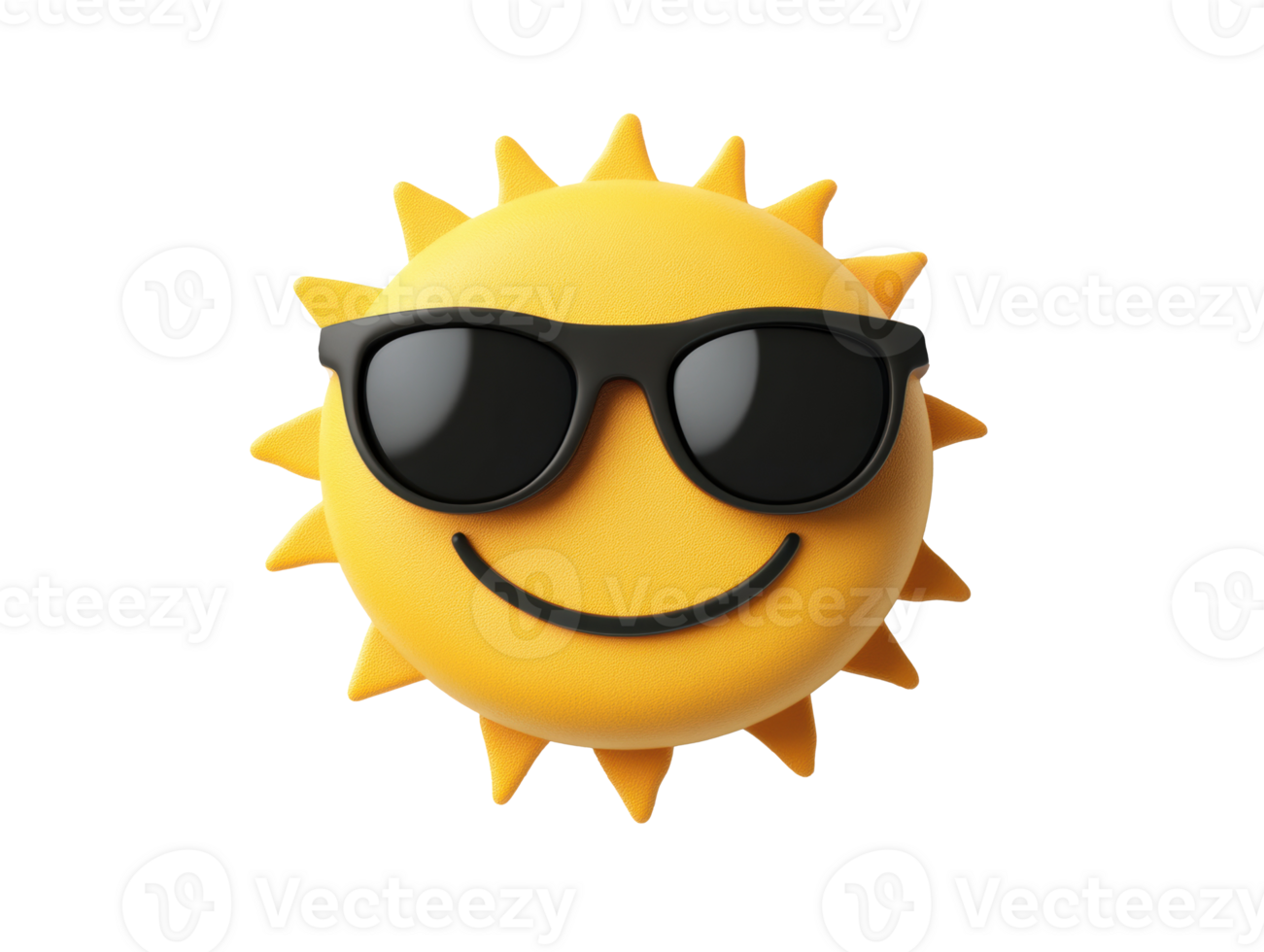 Smiling sun character wearing sunglasses in bright design png