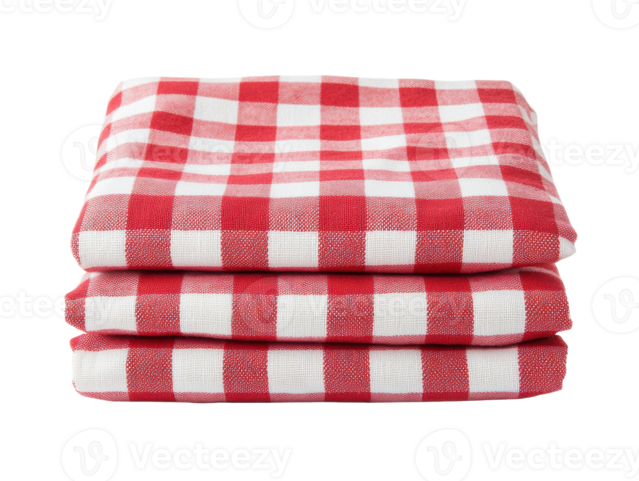 Checkered red and white napkins stacked neatly on a table png