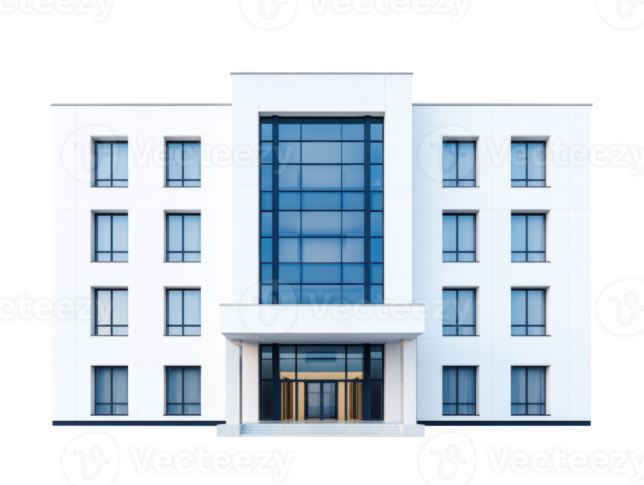 Modern architectural design of a white commercial building png