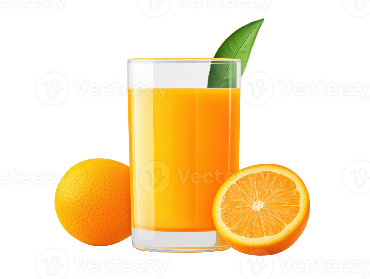 Fresh orange juice served with ripe oranges in bright setting png