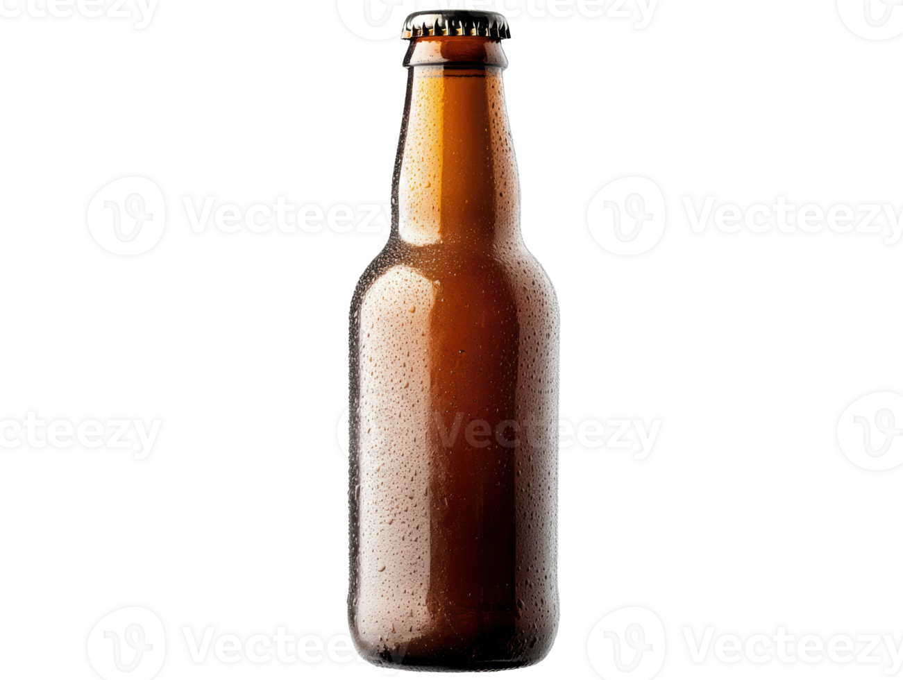 Brown glass bottle with condensation in a static pose png