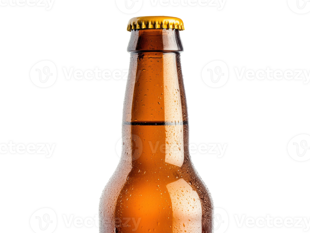 Refreshing amber beer bottle with condensation on a warm day png