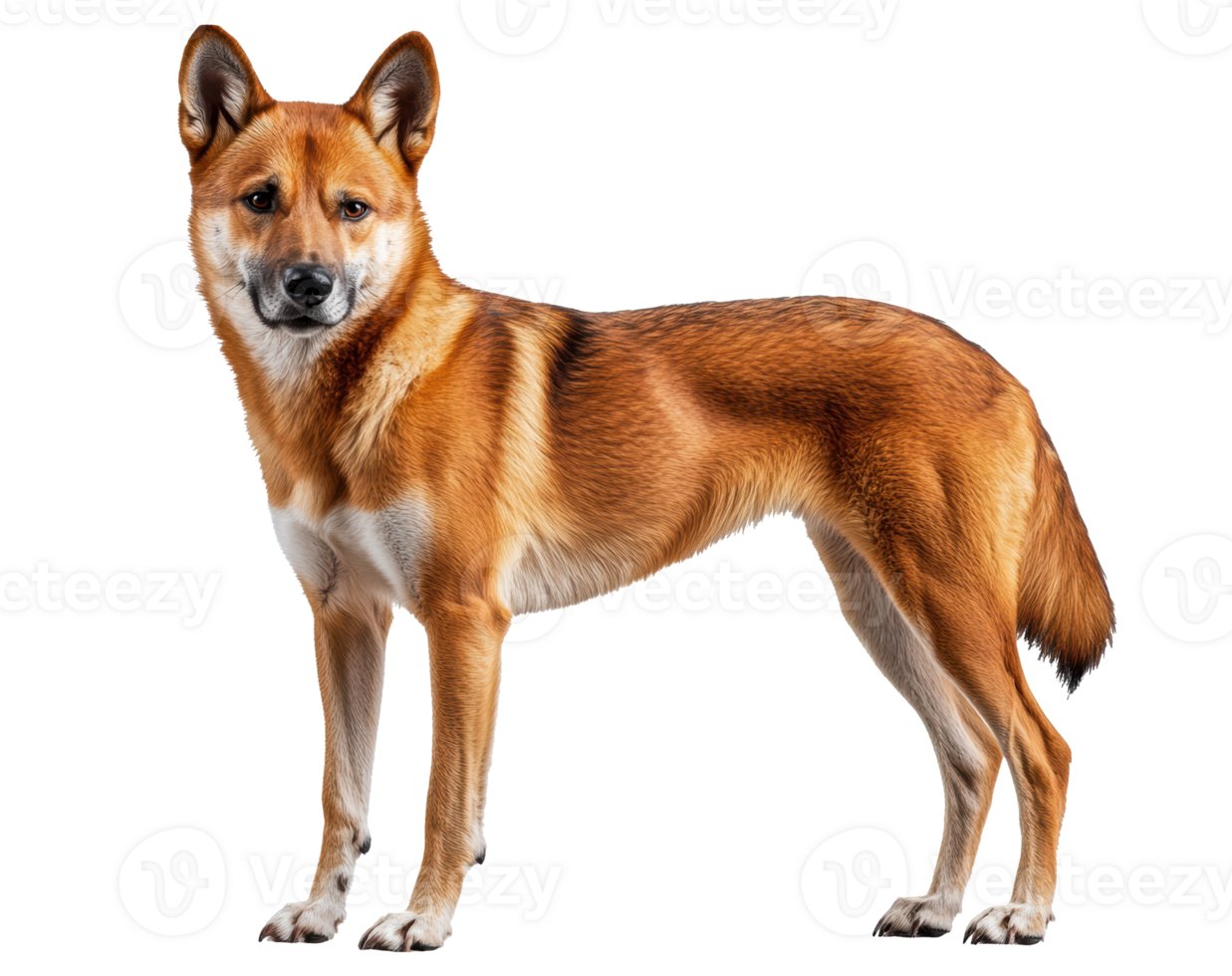 Dingo standing confidently in a studio setting png