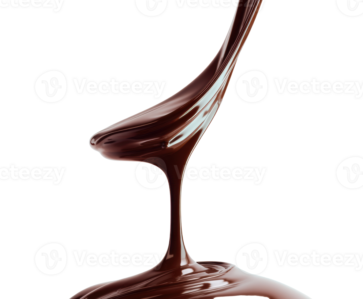 Rich chocolate pouring into a smooth stream for dessert png