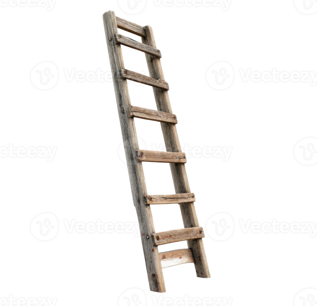Rustic wooden ladder for home decoration and renovation projects png