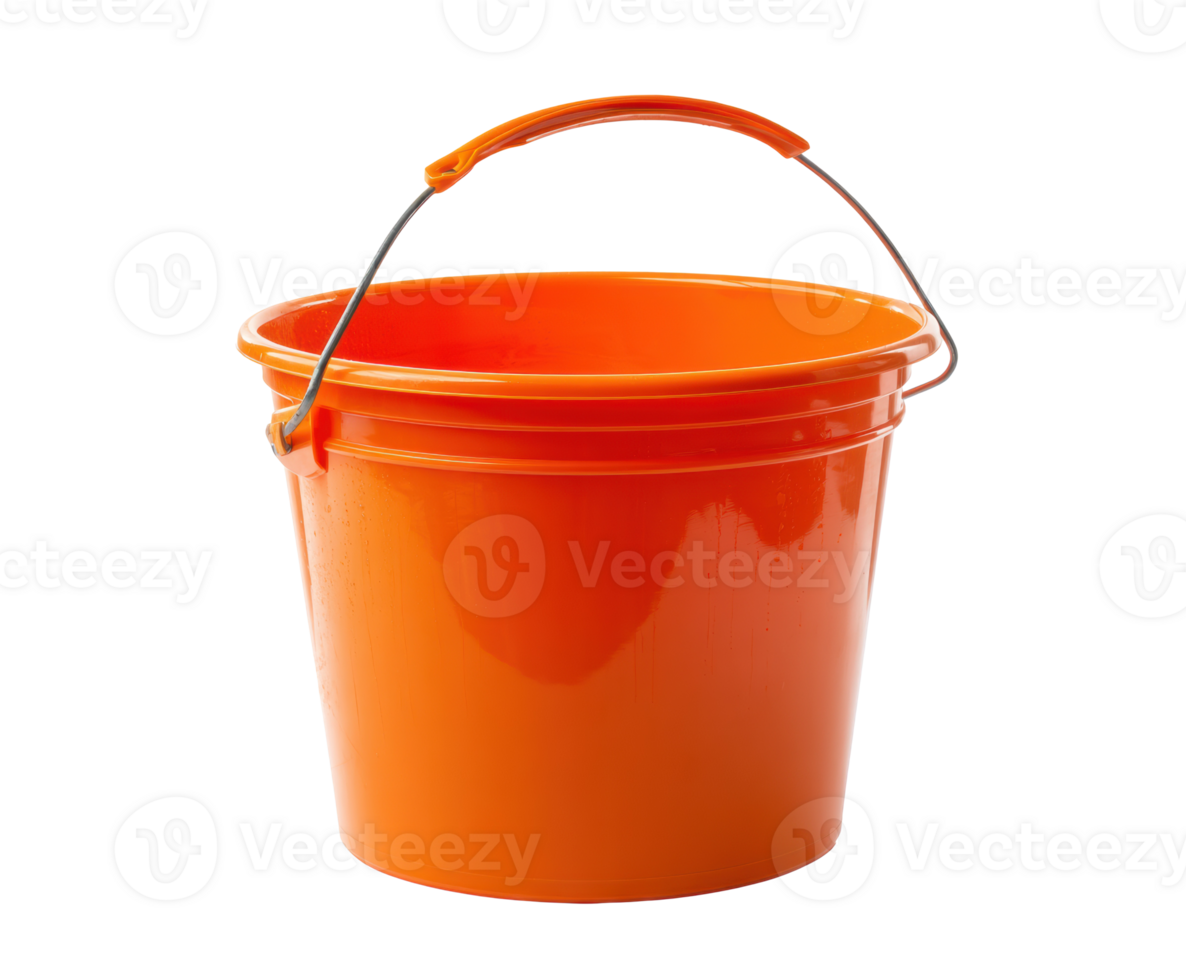 Bright orange bucket for various household tasks and projects png