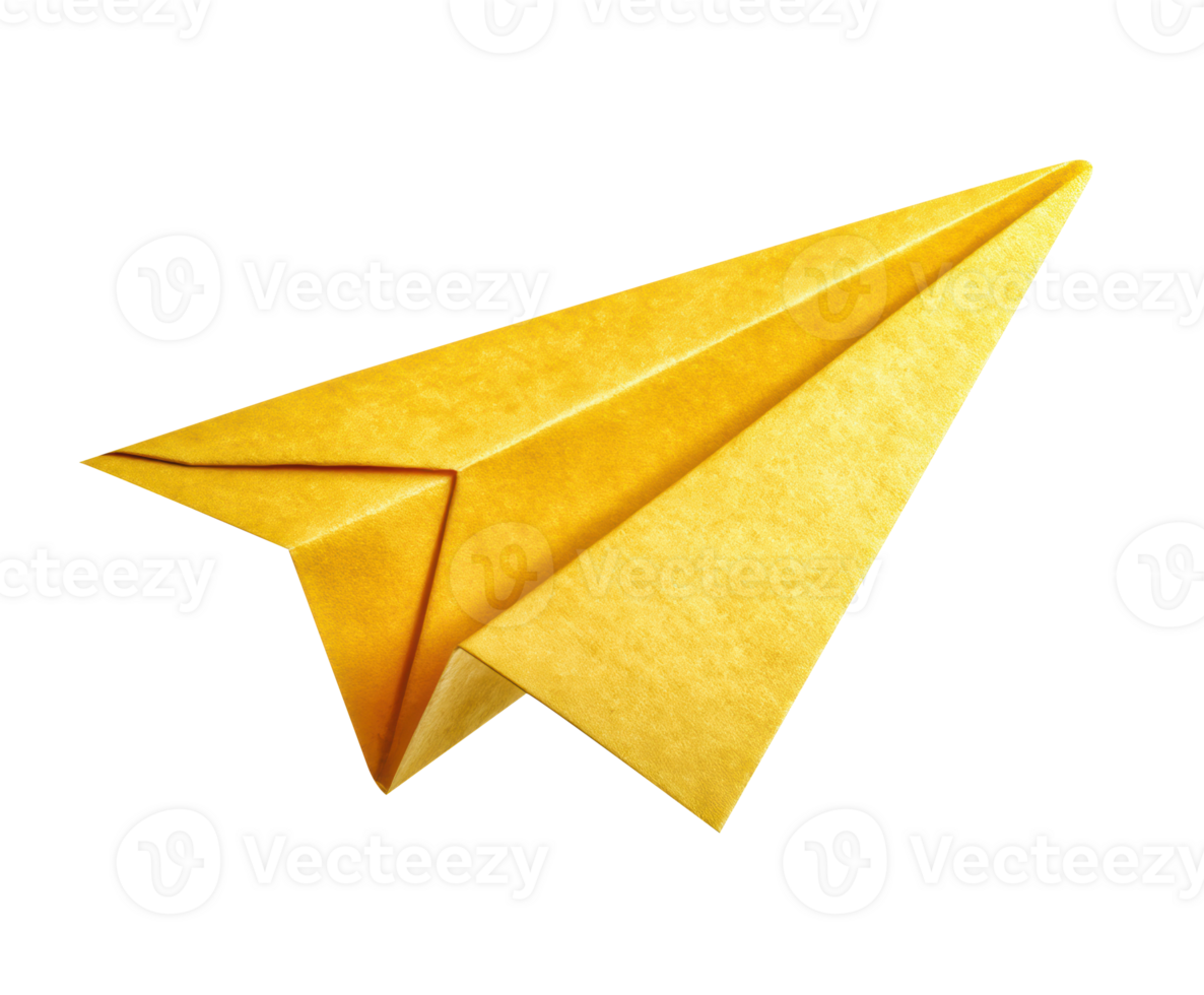 Yellow paper airplane design for creative projects and crafts png