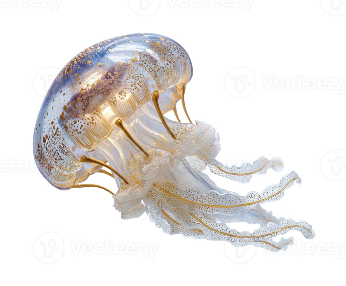 Colorful jellyfish float gracefully in ocean waters png