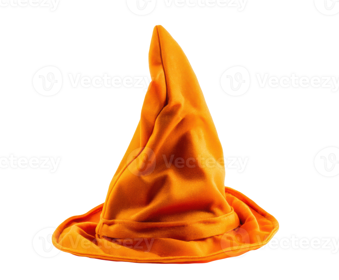 Bright orange wizard hat for themed parties and costumes png