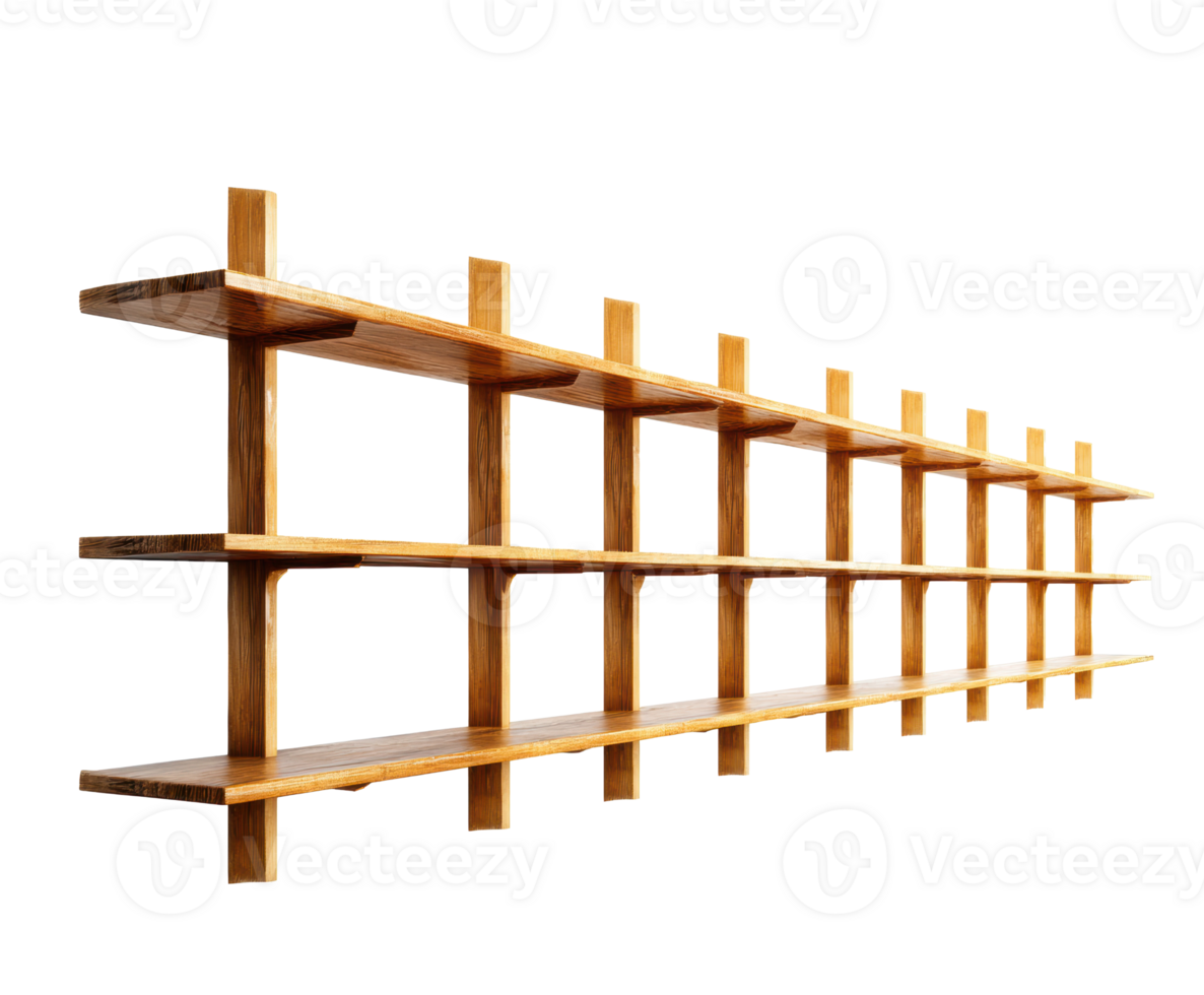 Modern wooden shelf design for home decor and organization png