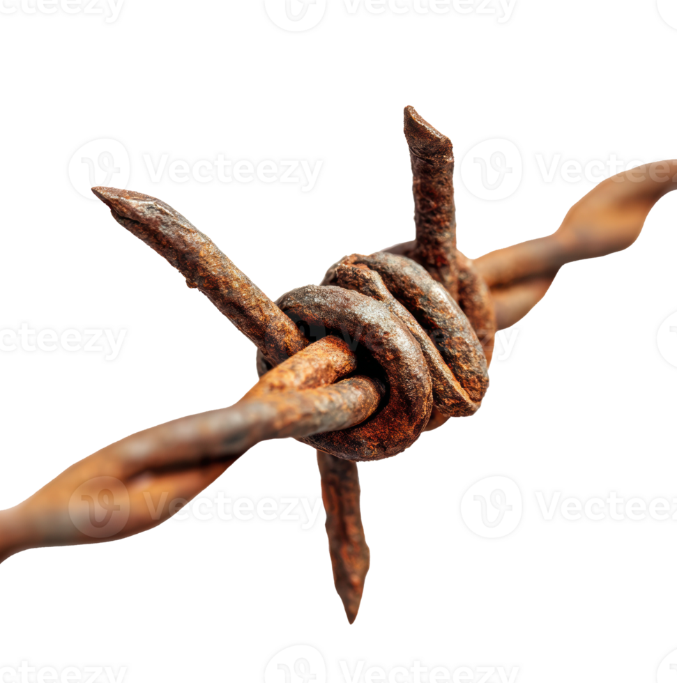 Rusted barbed wire close-up showing textures and details png