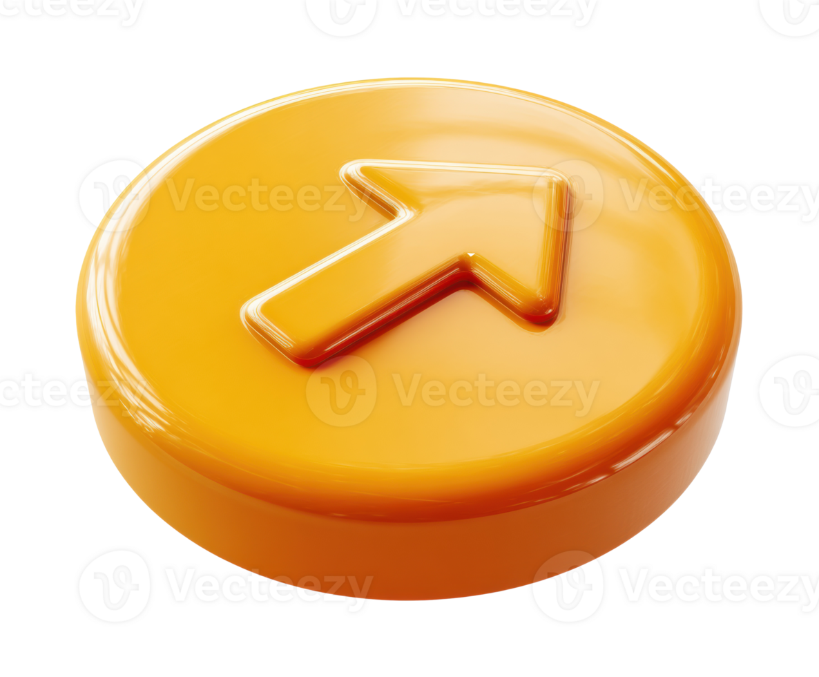 Bright orange arrow button for web design and digital interfaces png