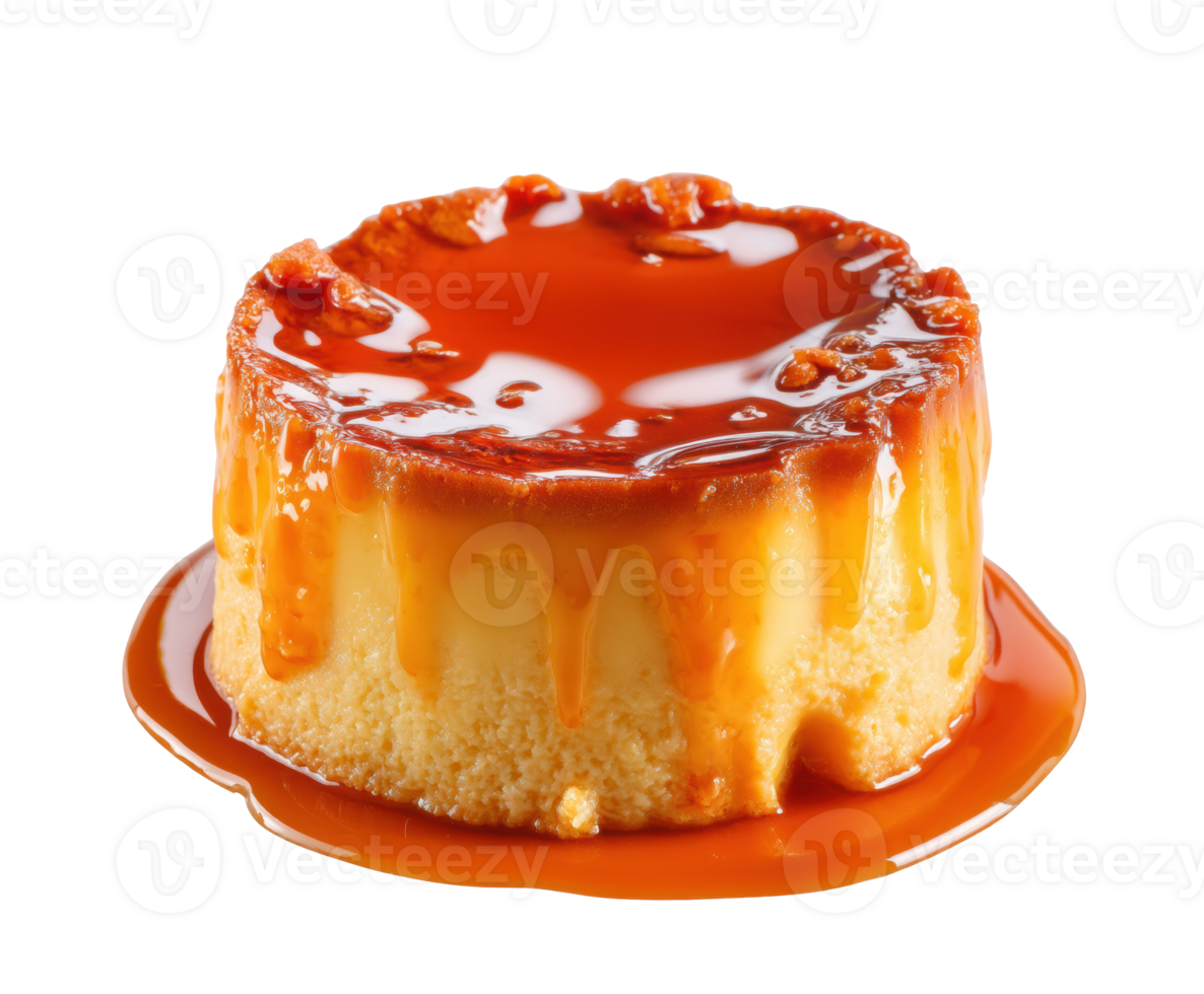 Caramel dessert with smooth texture and glossy finish png