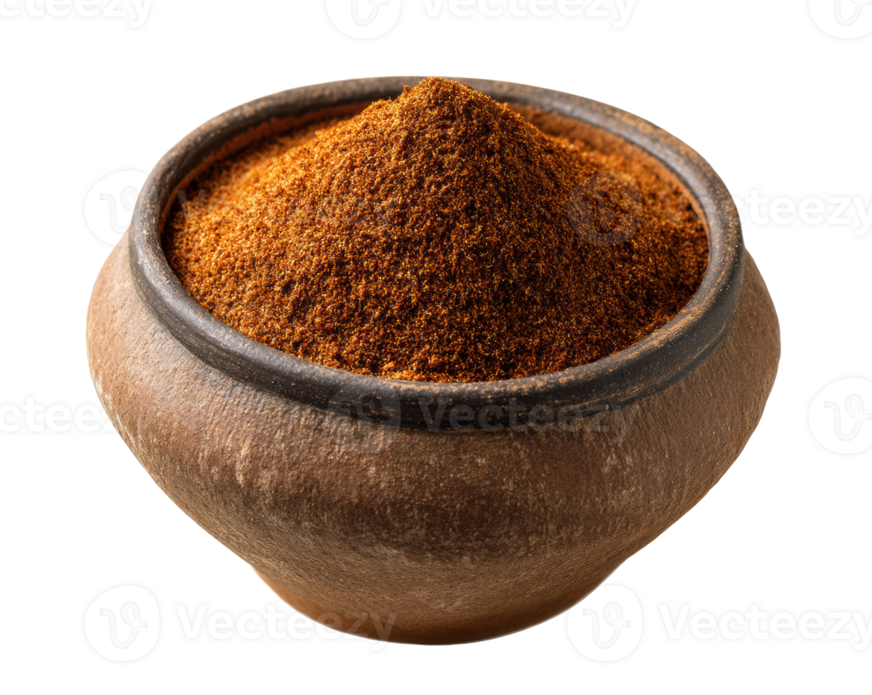Rich and aromatic spice blend in a clay bowl for culinary use png