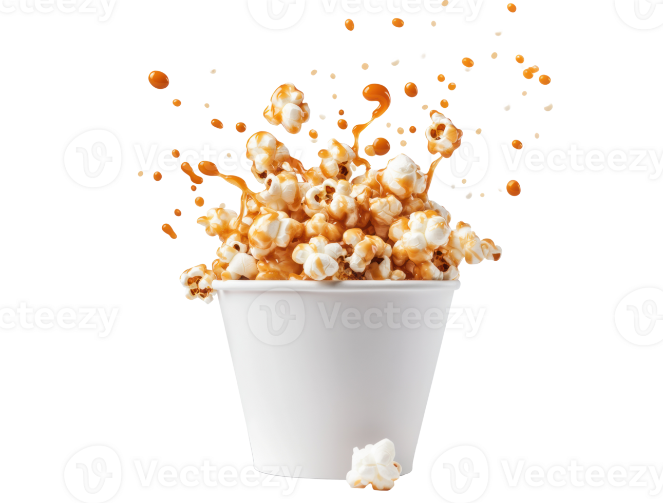 Popcorn splashing out of a white bowl during an exciting moment png