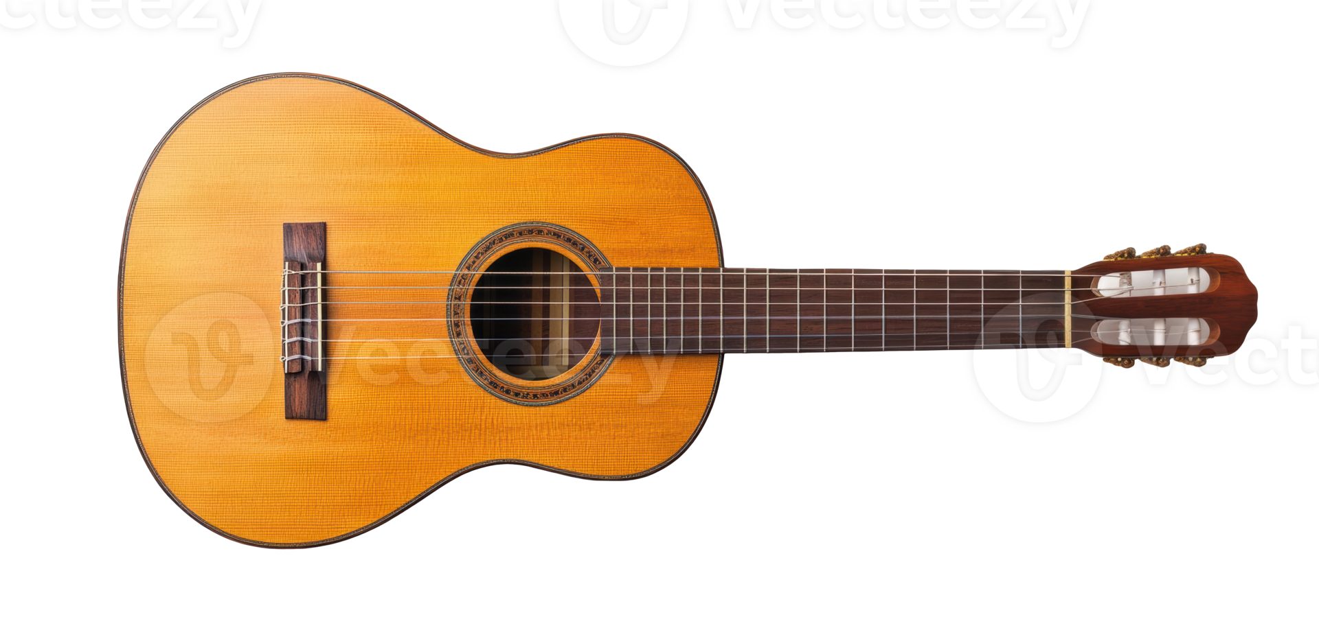 Acoustic guitar resting on a surface in a warm light setting png