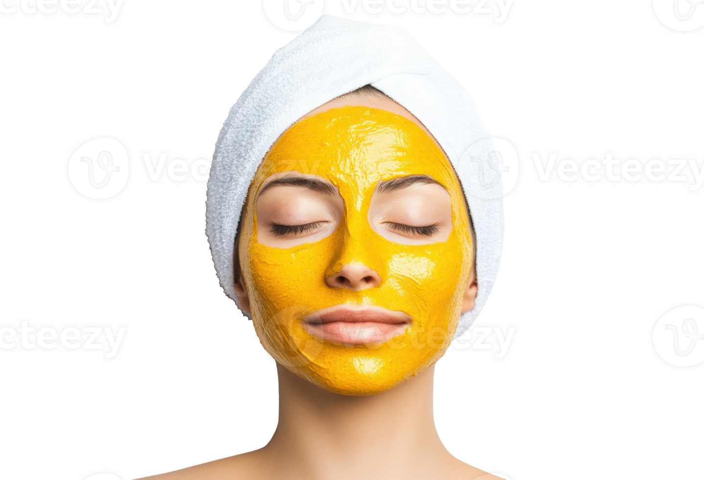 Relaxing facial treatment with turmeric mask at home png