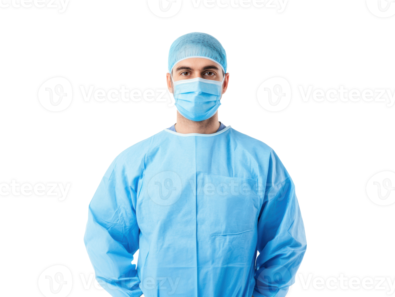 Healthcare professional in protective gear during medical procedure png