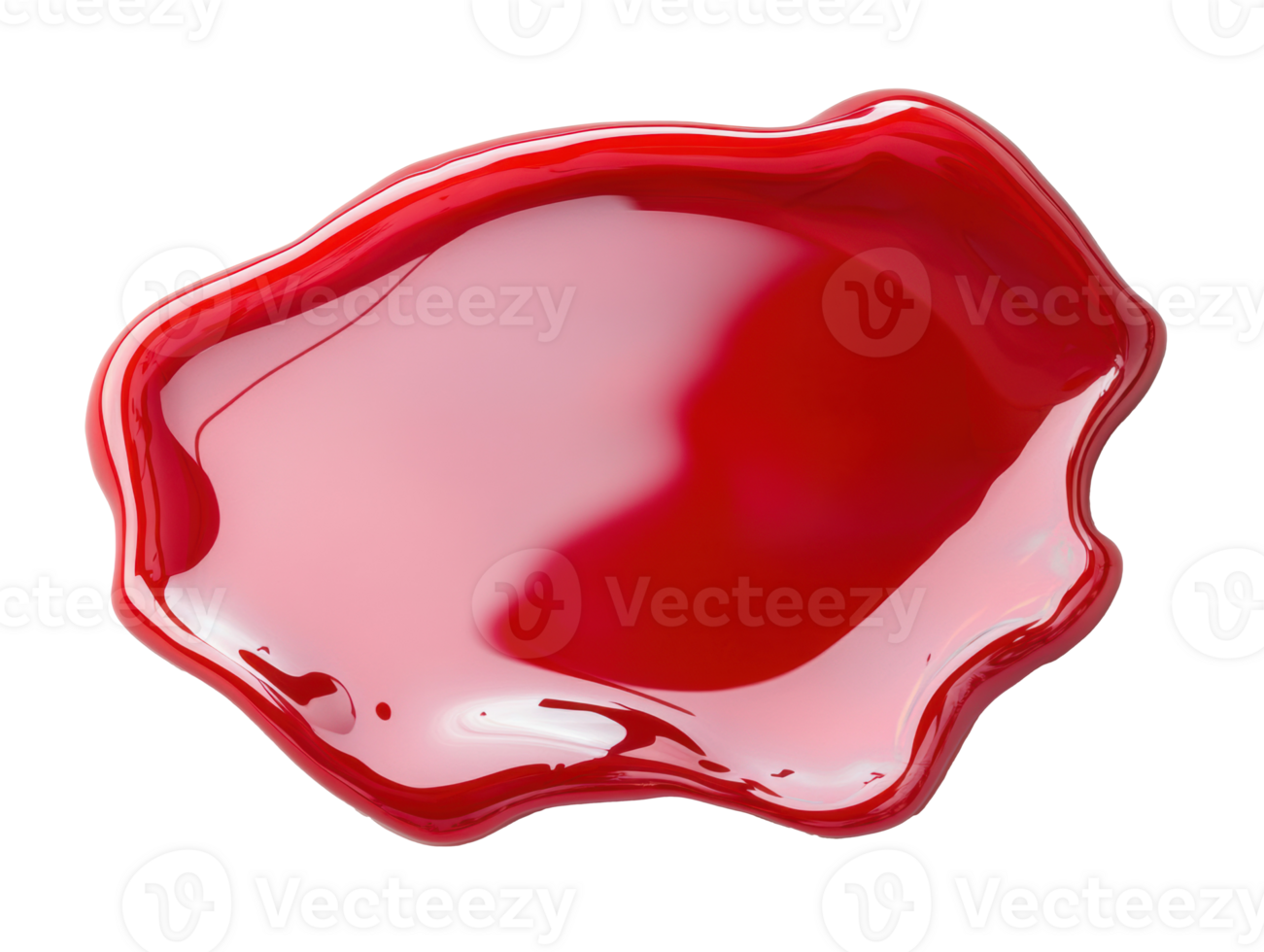 Bright red glossy liquid pooled on a surface under soft lighting png