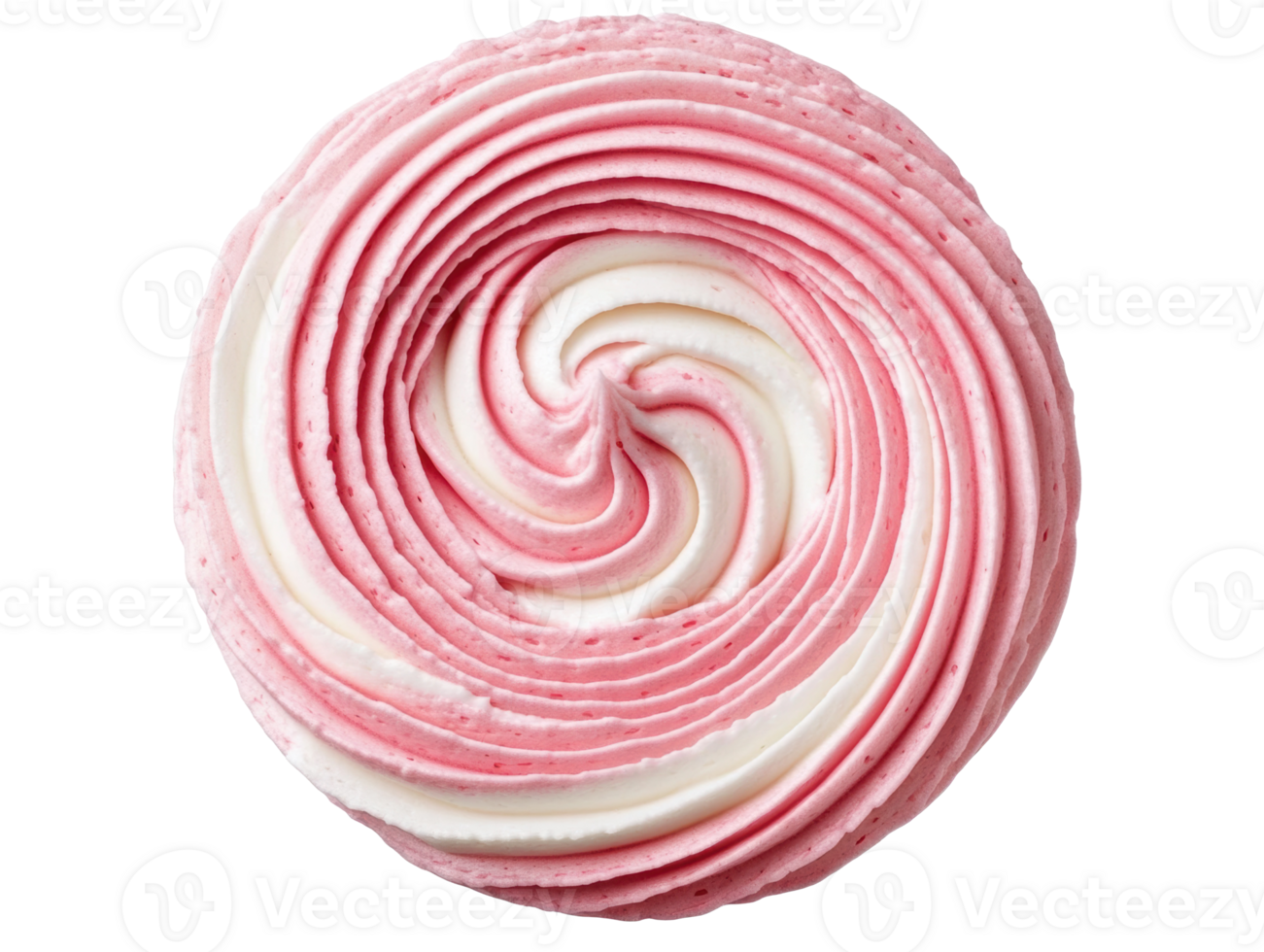 Swirled pink and white frosting on a dessert treat png