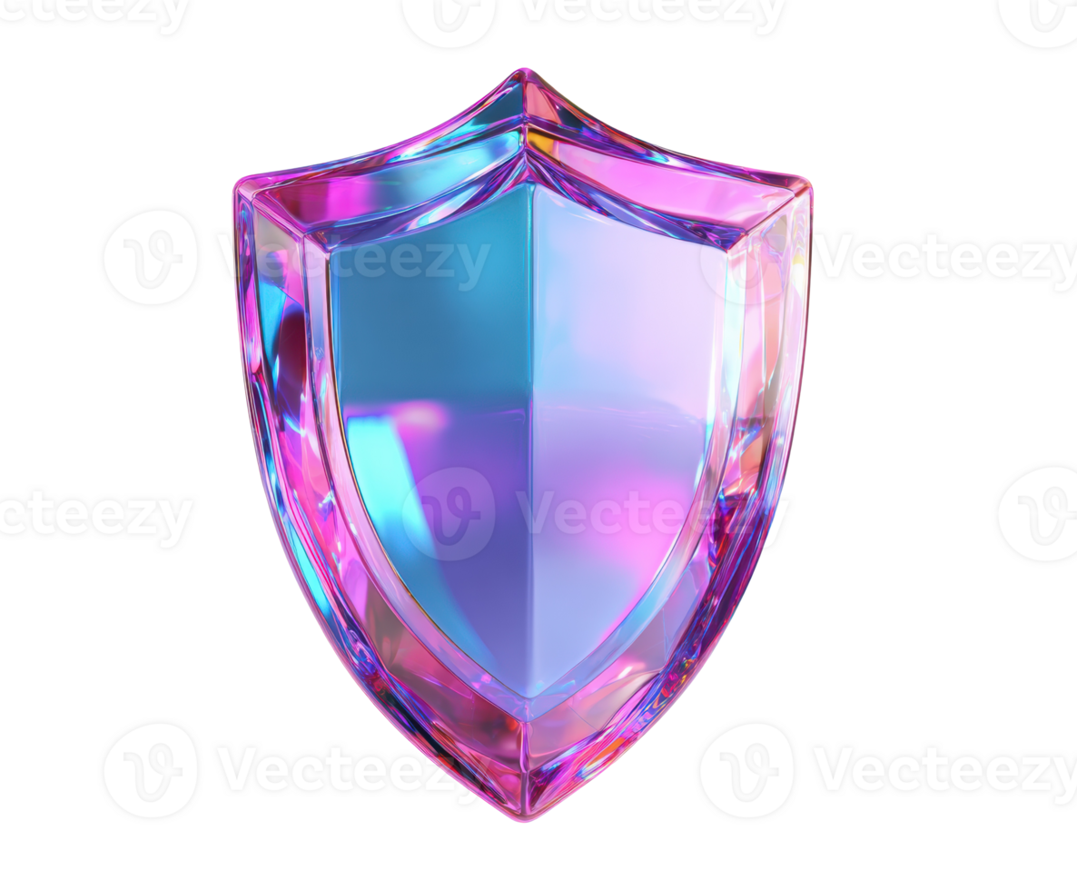 Colorful crystal shield with reflective surfaces and unique shape png