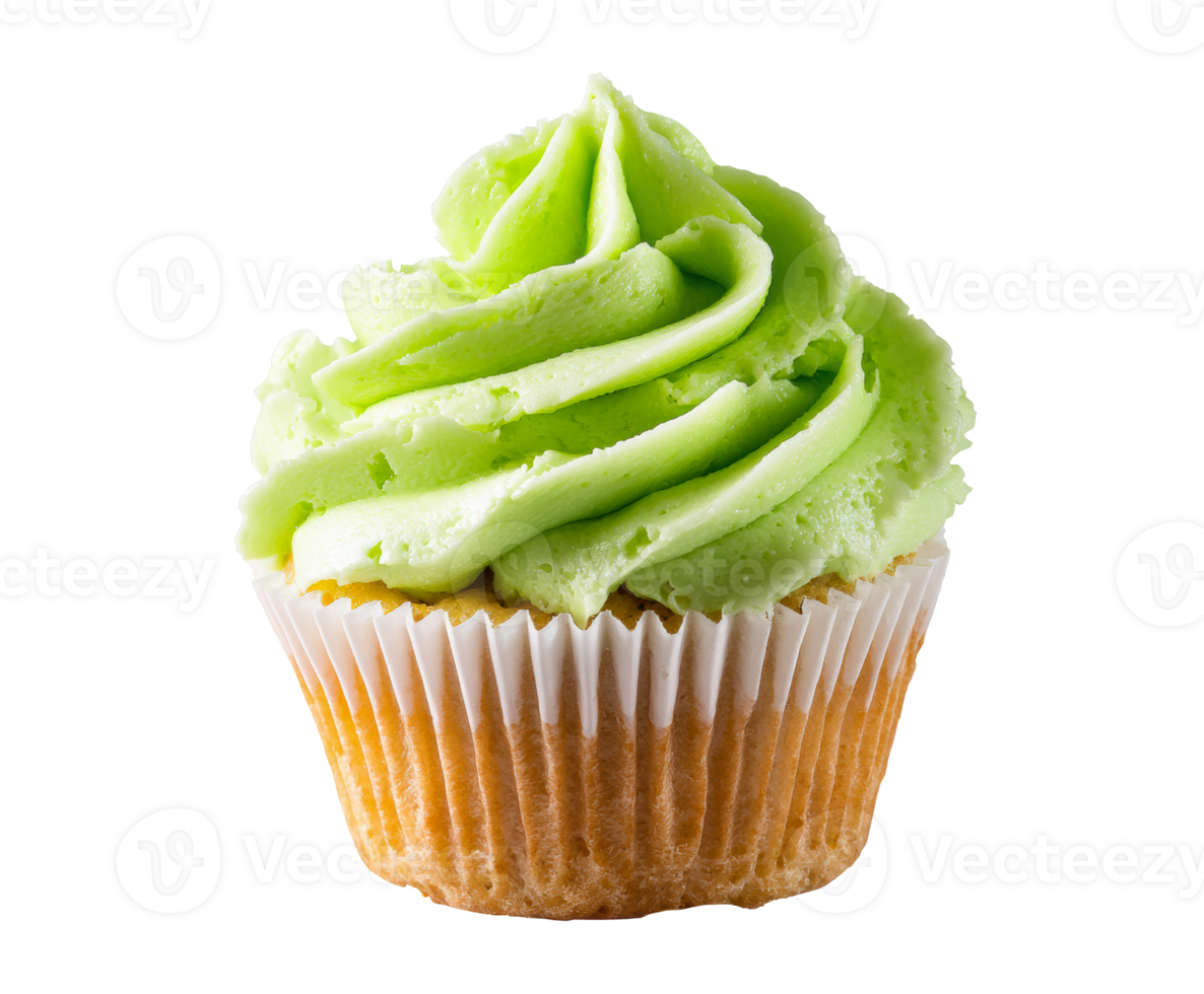 Mint green cupcake with creamy frosting for dessert lovers png