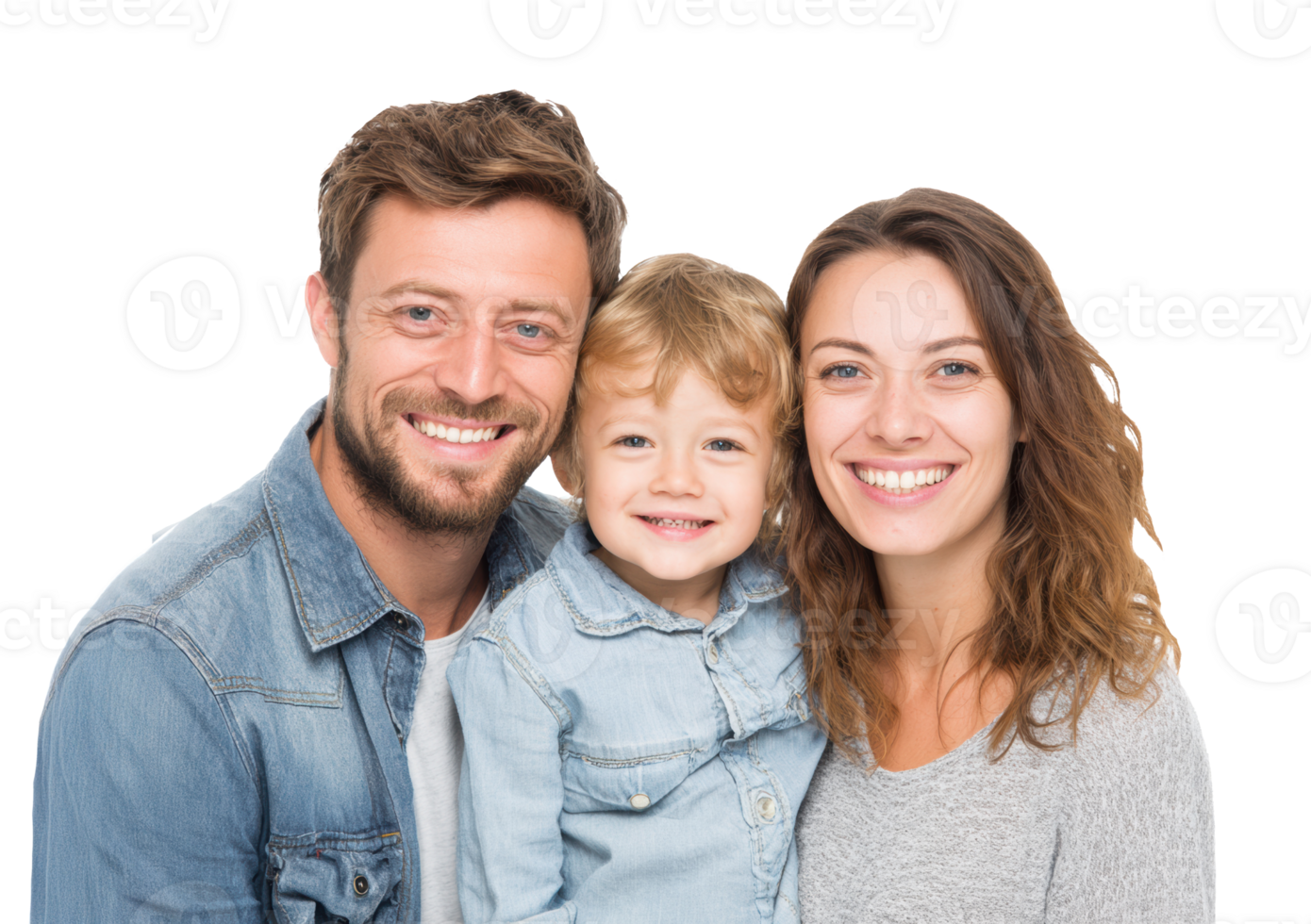 Family portrait with a smiling child and parents showing love png
