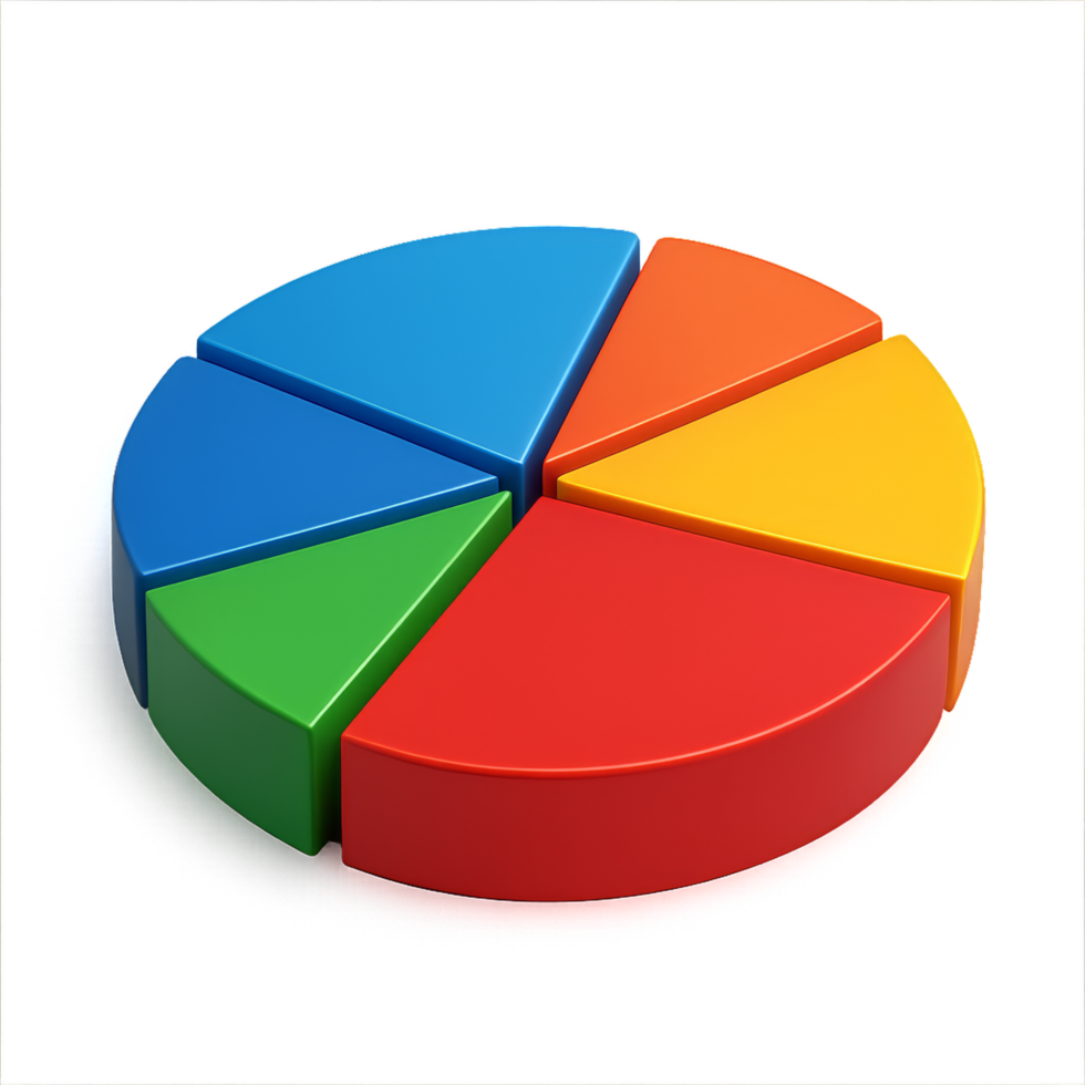 Colorful 3D Pie Chart on Black Background for Data Visualization png