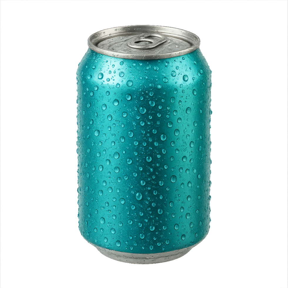 Refreshing Soda Can with Water Droplets on a Bright Background png