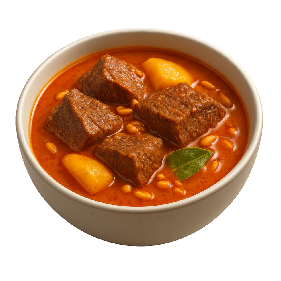 Flavorful Massaman Curry with Tender Beef and Potatoes in Bowl png