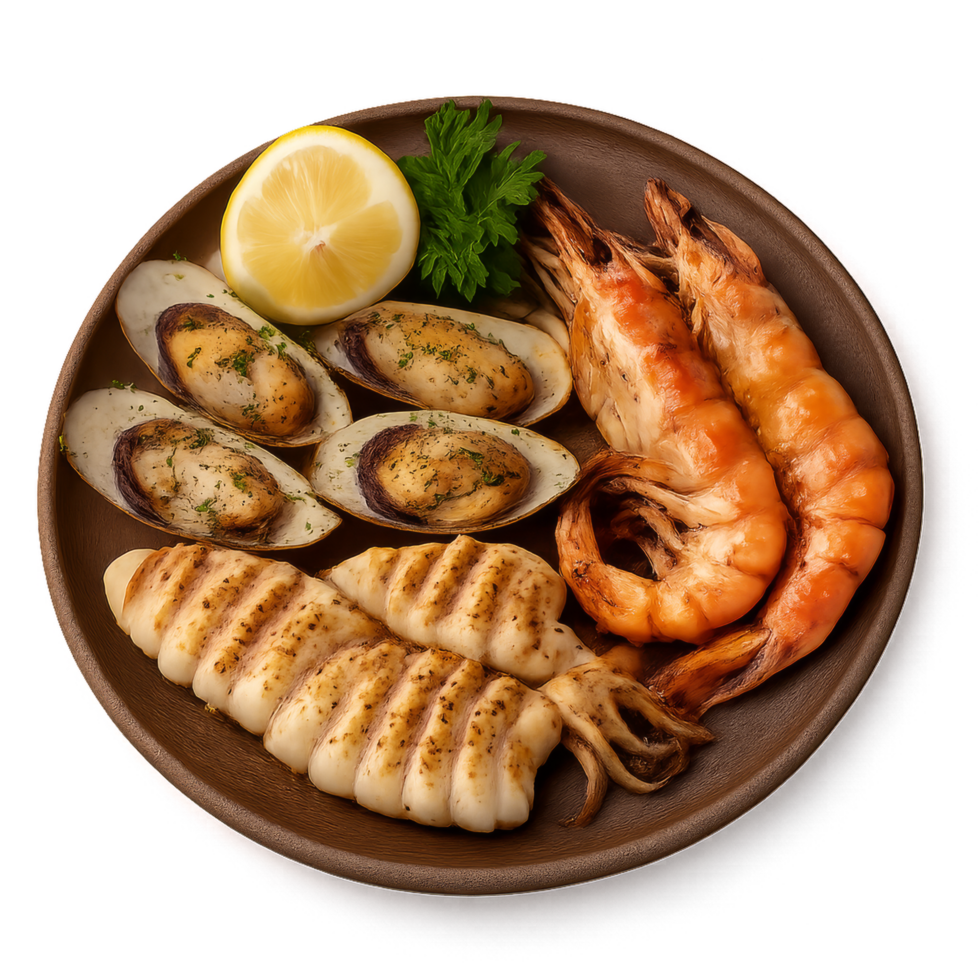 Seafood Platter Extravaganza Featuring Fresh Shrimp and Squid png