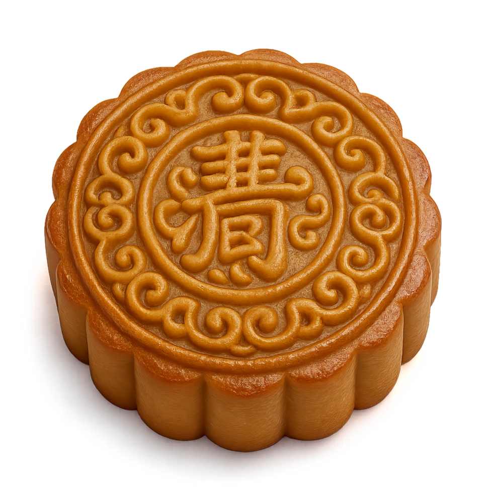 Intricate Design of a Traditional Mooncake for Festival Celebrations png