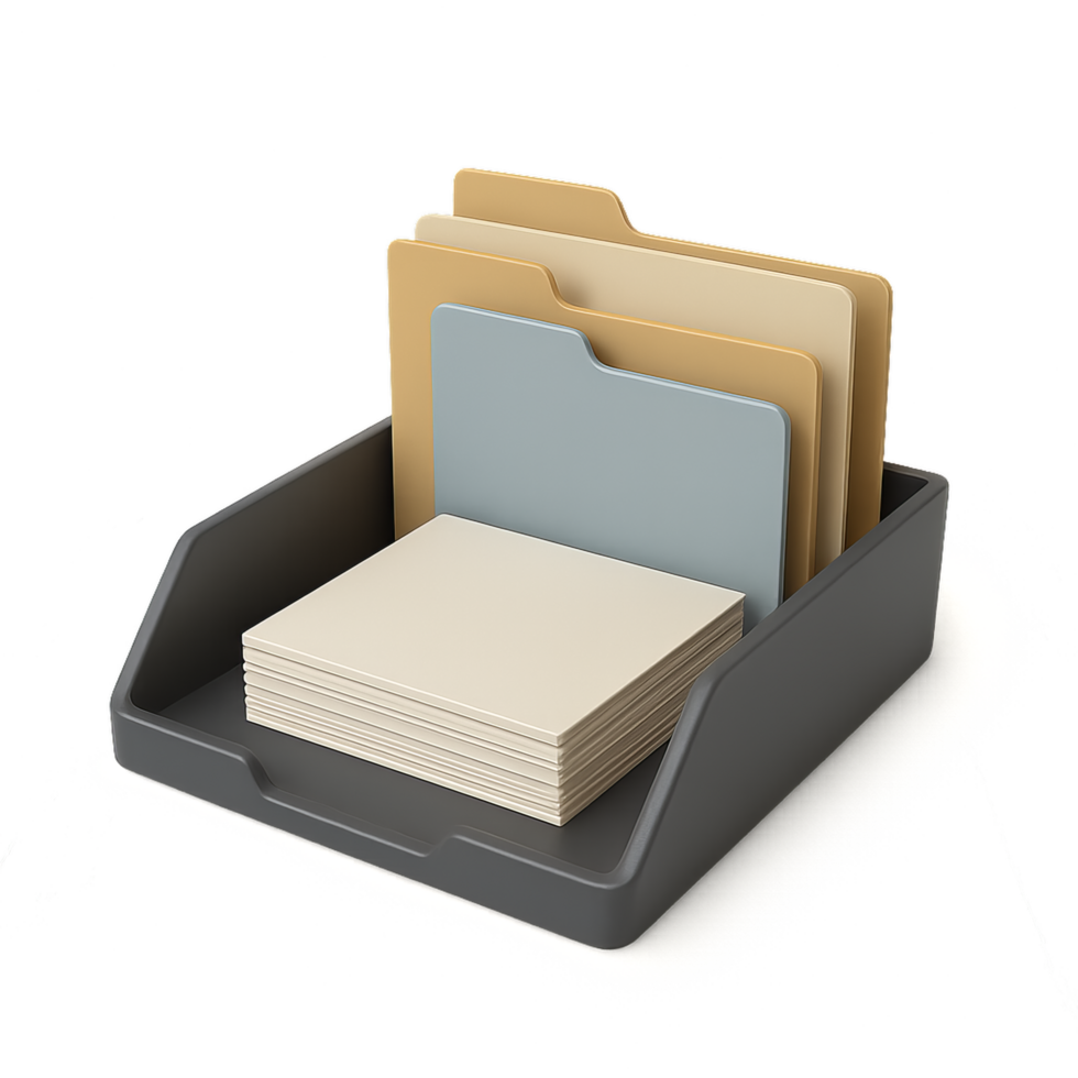 Simple Desktop Organizer Tray for File Management and Composition png