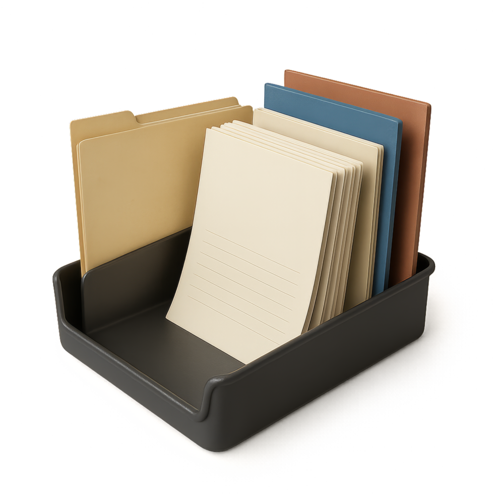 Simple Desktop Organizer Tray for Files and Documents Management png