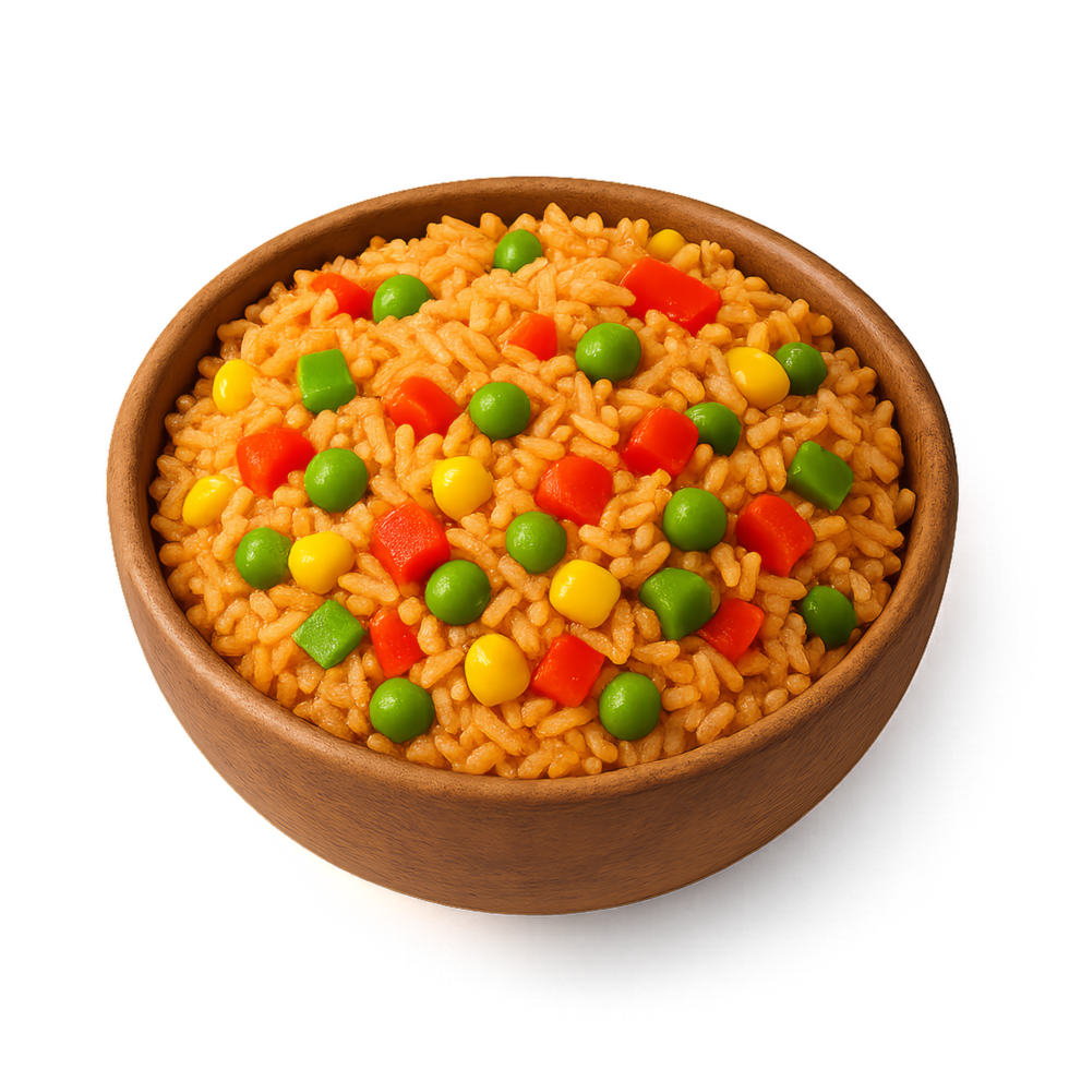 Colorful Mexican Rice Medley with Fresh Vegetables in a Bowl png