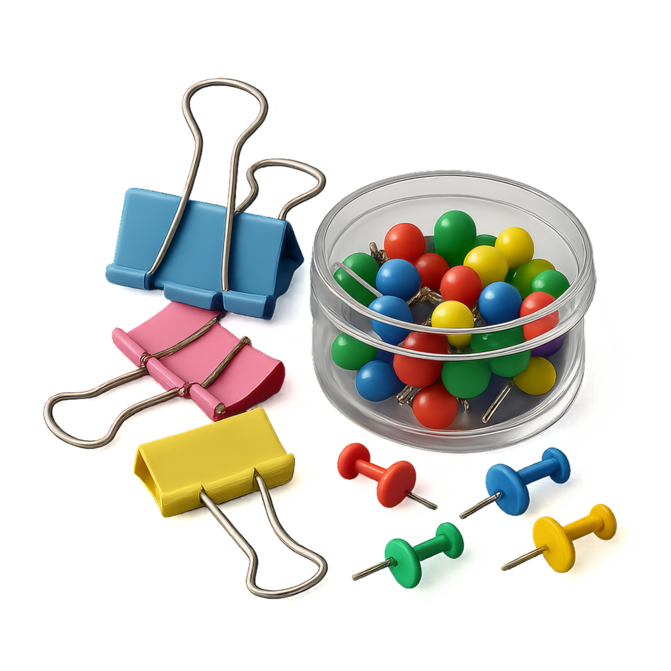 Colorful Office Supplies for Creative Display and Organization png