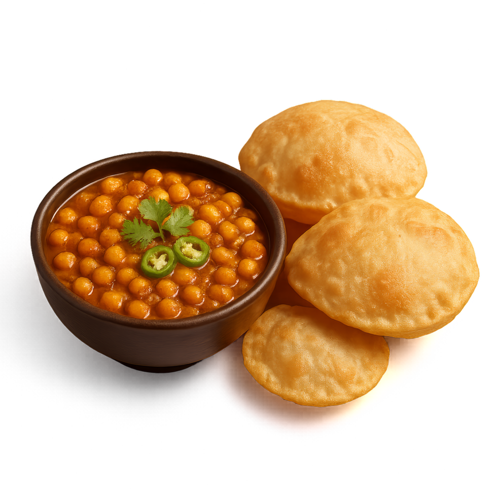 Delicious Chana Masala with Crispy Puri Ideal for Food Lovers png